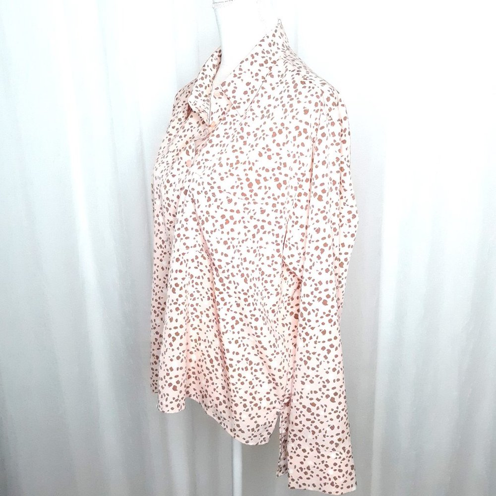 Astr The Label Peach Button Down Blouse Cheetah P… - image 3